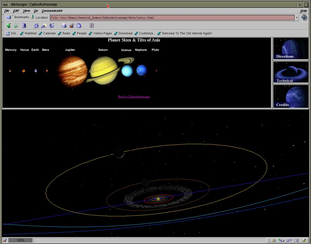 Original CyberAstronomy running in Cosmo Player on SGI O2